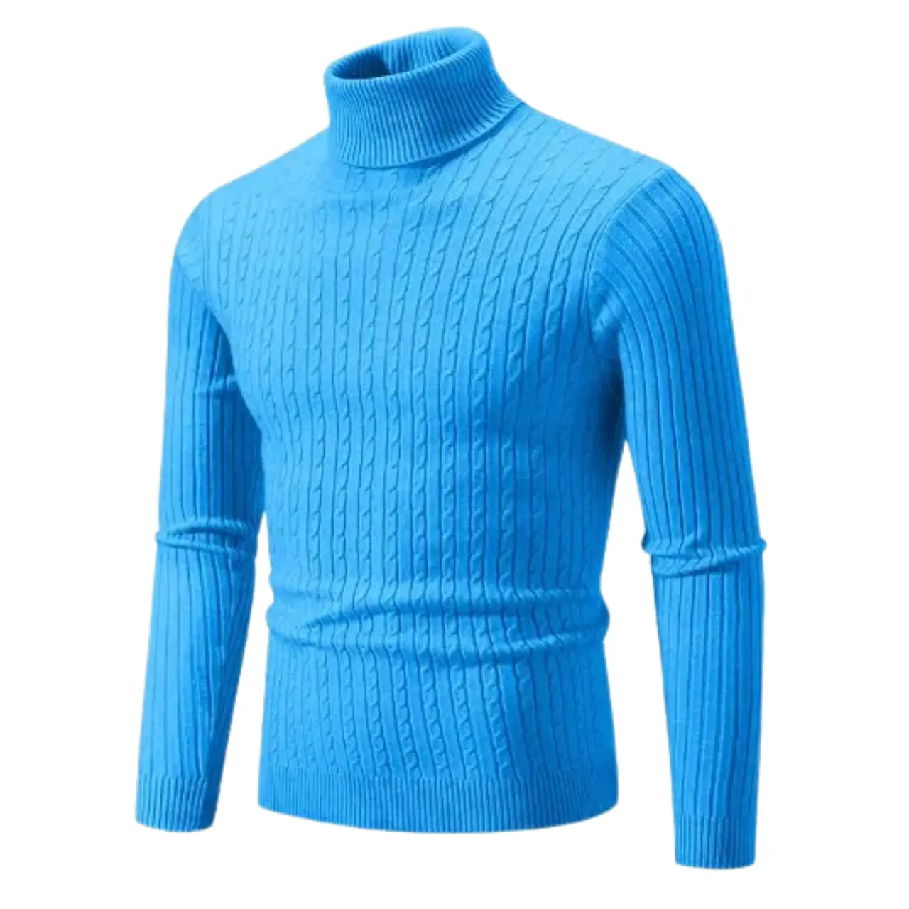 MunaWear - Hoodies & Sweatshirts - Ash – Men's Turtleneck Cashmere Sweater for Warmth & Style, Perfect Winter Essential - Light Blue
