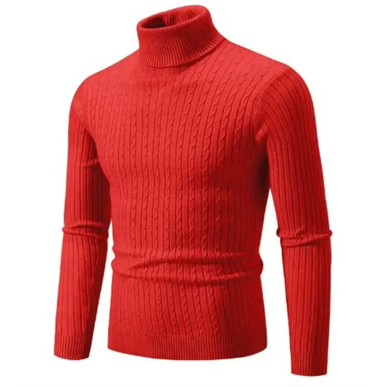 MunaWear - Hoodies & Sweatshirts - Ash – Men's Turtleneck Cashmere Sweater for Warmth & Style, Perfect Winter Essential - Red