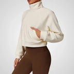 MunaWear - Hoodies & Sweatshirts - Aspen – Cropped Gilet with High Collar, Zipper Closure, and Side Pockets in Soft Polar Fleece - 