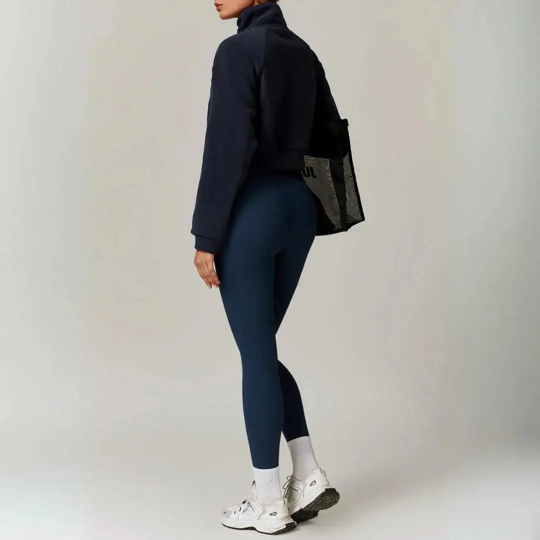 MunaWear - Hoodies & Sweatshirts - Aspen – Cropped Gilet with High Collar, Zipper Closure, and Side Pockets in Soft Polar Fleece - 