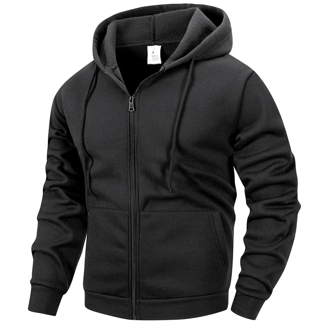 MunaWear  Hoodies & Sweatshirts  Ethan – Casual Zip-Up Hoodie for Men, Comfortable & Versatile for Autumn and Winter  black-L