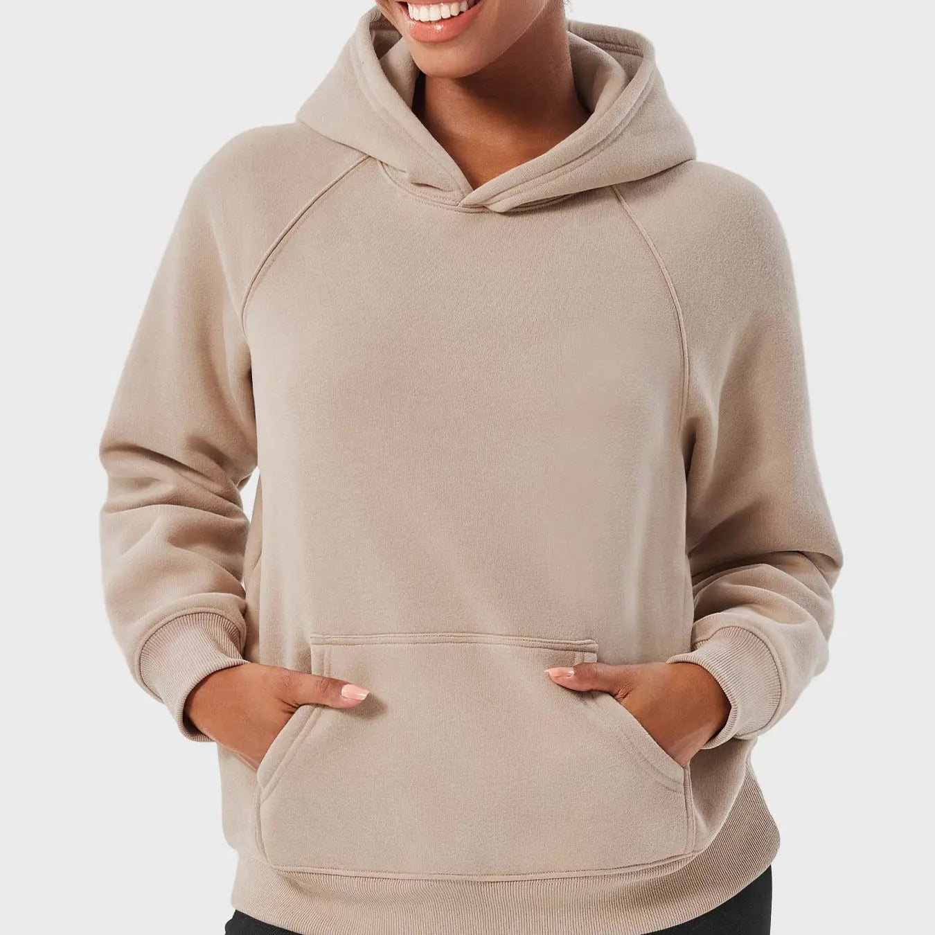 MunaWear  Hoodies & Sweatshirts  Mia – Oversized Ladies Hoodie with Raglan Sleeves and Kangaroo Pocket, Perfect for Casual Wear and Layering  Cream-XL