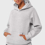 MunaWear  Hoodies & Sweatshirts  Mia – Oversized Ladies Hoodie with Raglan Sleeves and Kangaroo Pocket, Perfect for Casual Wear and Layering  Gray-XL