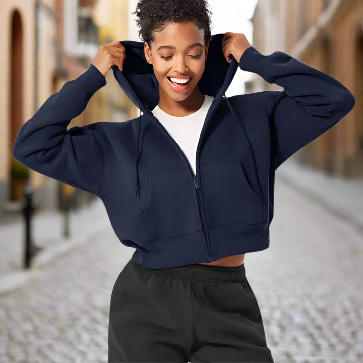MunaWear - Hoodies & Sweatshirts - Sage – Soft Fabric Zipper Hoodie with Adjustable Hood and Kangaroo Pocket for Women - 