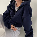 Sage – Soft Fabric Zipper Hoodie with Adjustable Hood and Kangaroo Pocket for Women