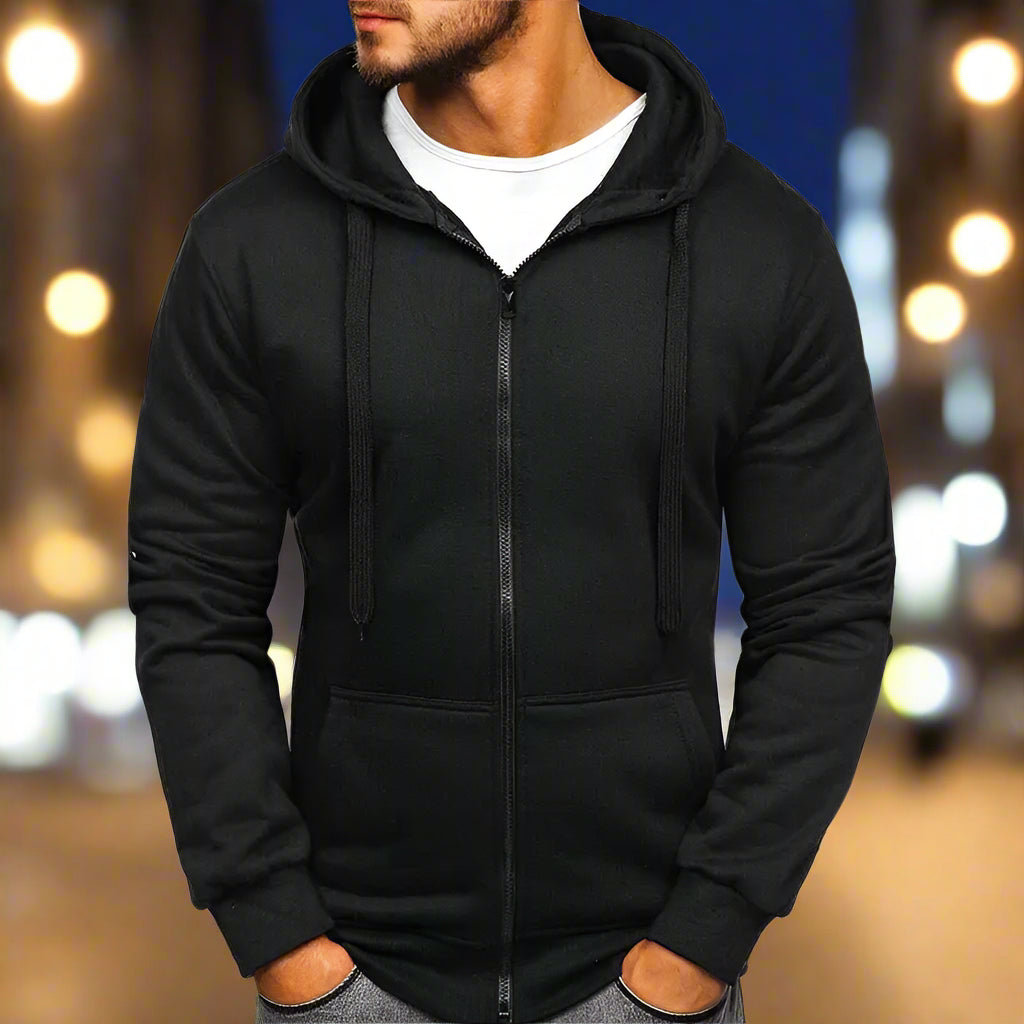 MunaWear - Hoodies & Sweatshirts - Steele – Slim Fit Long Sleeve Zipper Hoodie for Men, Stylish Autumn Essential - 