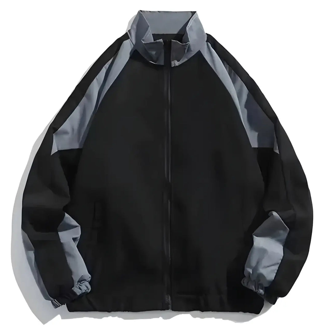 MunaWear - Hoodies & Sweatshirts - Trion - Lightweight Hip Hop Varsity Jacket with Unique Patchwork Design for Men and Women - Black - Front