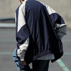 MunaWear - Hoodies & Sweatshirts - Trion - Lightweight Hip Hop Varsity Jacket with Unique Patchwork Design for Men and Women - Navy Blue