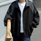 MunaWear - Hoodies & Sweatshirts - Trion - Lightweight Hip Hop Varsity Jacket with Unique Patchwork Design for Men and Women - Black