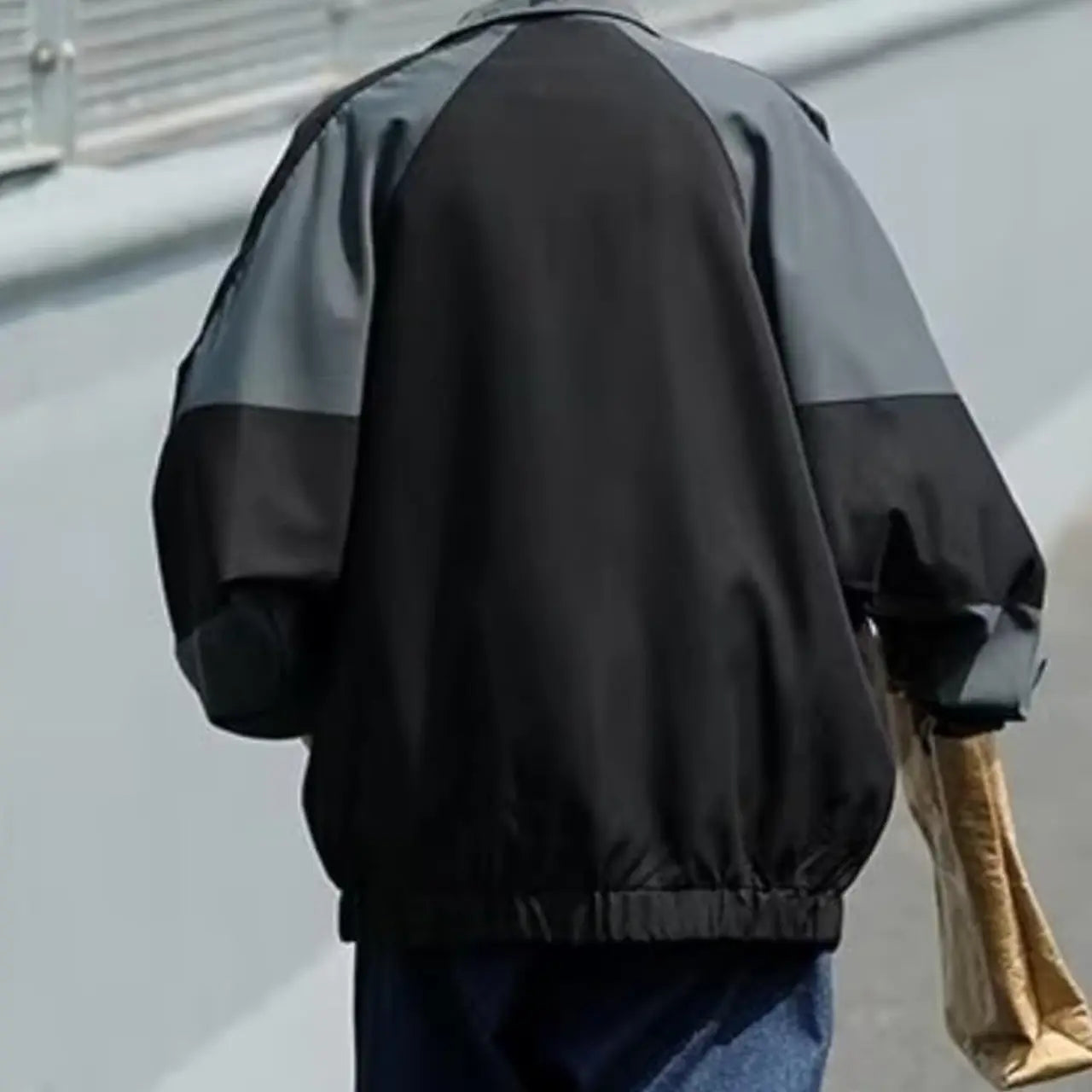 MunaWear - Hoodies & Sweatshirts - Trion - Lightweight Hip Hop Varsity Jacket with Unique Patchwork Design for Men and Women - Black - Back