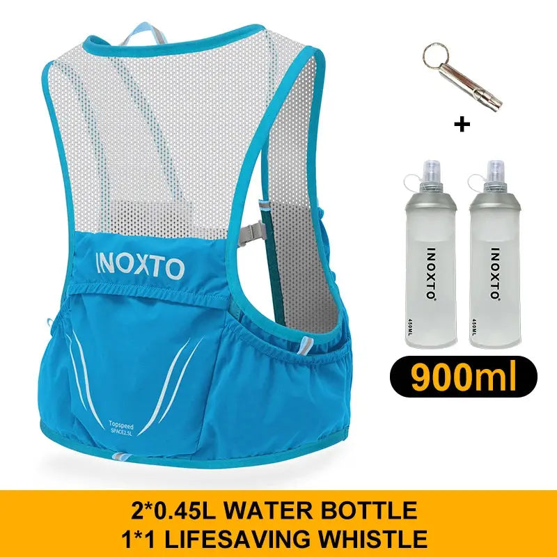 MunaWear  Hydration Packs  Ethan – Ultra-Lightweight Running Hydration Vest with 2L Capacity & Dual 450ml Kettles for Trail Running  Blue-450