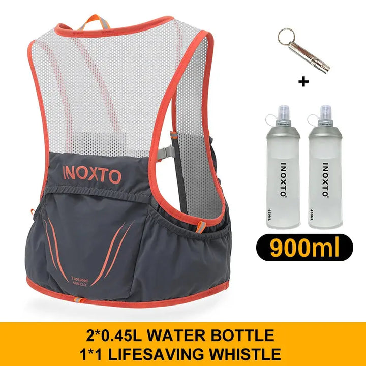 MunaWear  Hydration Packs  Ethan – Ultra-Lightweight Running Hydration Vest with 2L Capacity & Dual 450ml Kettles for Trail Running  Dark-Gray-Orange-450