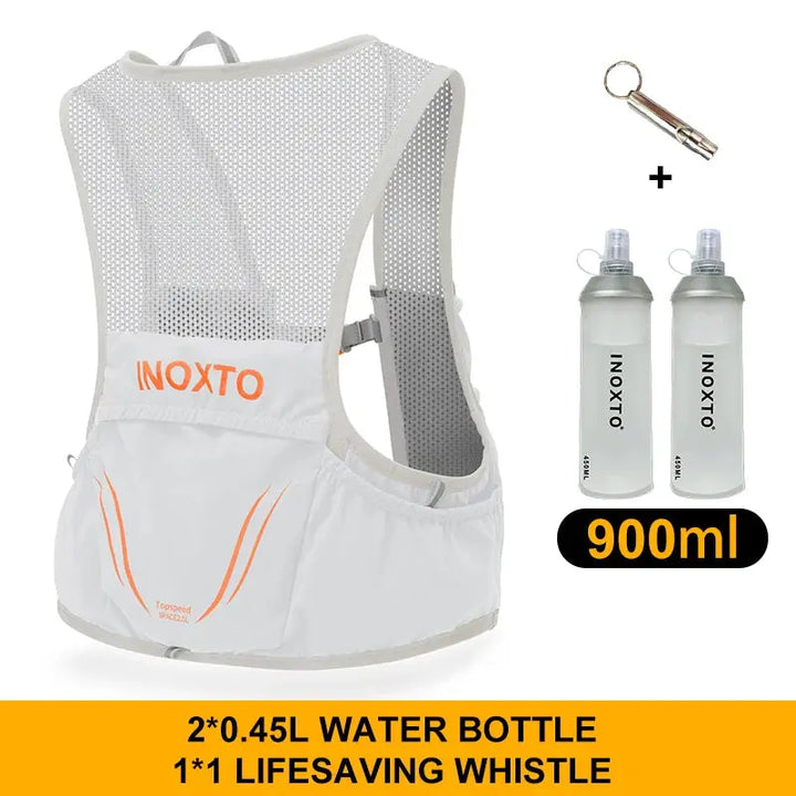 MunaWear  Hydration Packs  Ethan – Ultra-Lightweight Running Hydration Vest with 2L Capacity & Dual 450ml Kettles for Trail Running  Gray-Orange-450