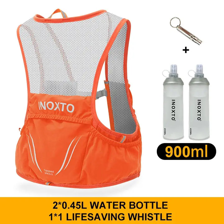 MunaWear  Hydration Packs  Ethan – Ultra-Lightweight Running Hydration Vest with 2L Capacity & Dual 450ml Kettles for Trail Running  Orange-450