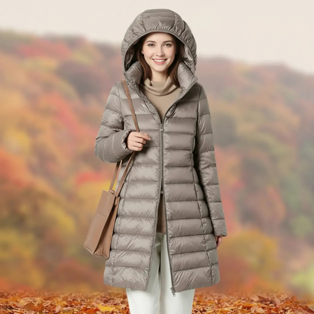 MunaWear - Jackets - Amarie – Cozy Women's Rain Jacket With Modern Hood For Stylish Winter Wear - Khaki / 5XL