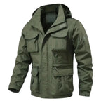 MunaWear - Jackets - Brooks – Detachable Windproof Hooded Jacket with Multi-Pocket Design for Outdoor Activities - Army Green / 5XL