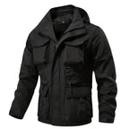 MunaWear - Jackets - Brooks – Detachable Windproof Hooded Jacket with Multi-Pocket Design for Outdoor Activities - Black / 5XL