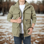 MunaWear - Jackets - Brooks – Detachable Windproof Hooded Jacket with Multi-Pocket Design for Outdoor Activities - Khaki / 5XL