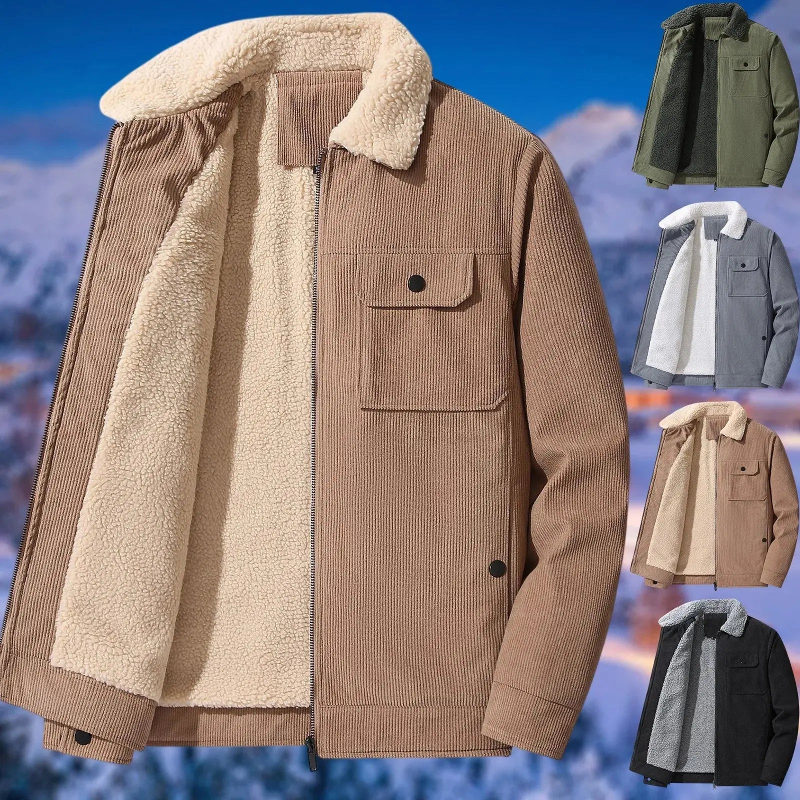 Caden - Classic Men's Corduroy Jacket with Fleece Lining for Casual Wear 4