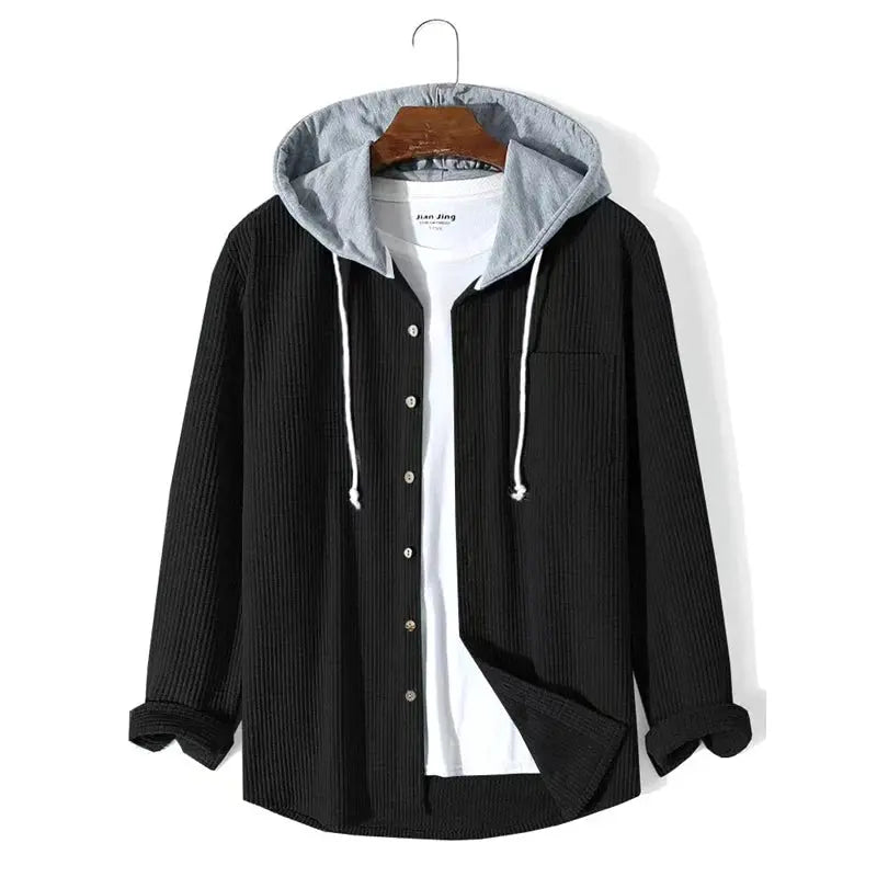 Caden – Casual Men's Cord Jacket With Contrast Hood For Everyday Wear 1