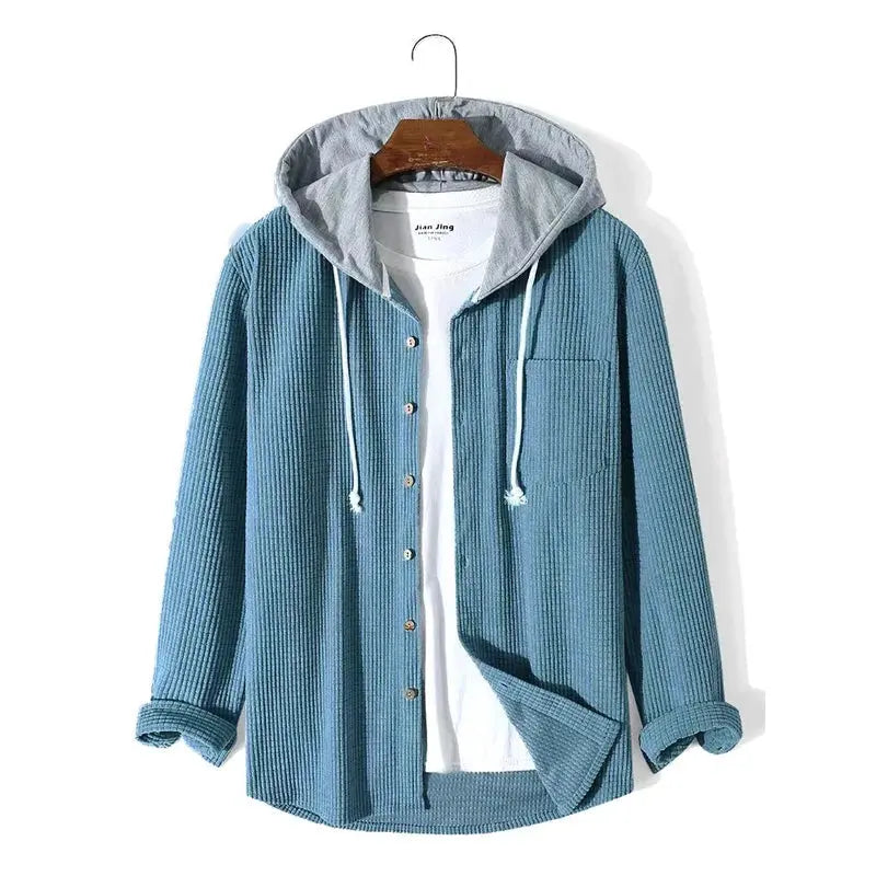 Caden – Casual Men's Cord Jacket With Contrast Hood For Everyday Wear 3