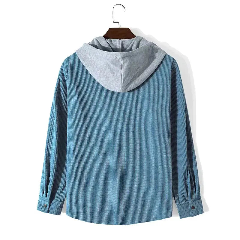 Caden – Casual Men's Cord Jacket With Contrast Hood For Everyday Wear 5