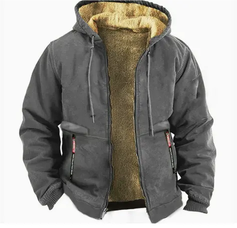 Caden – Comfortable Men's Zip-Up Jacket With Hood For Winter Warmth 0
