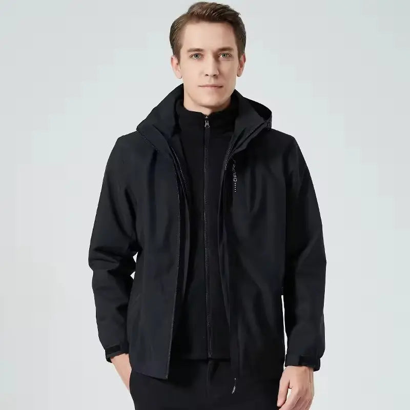 MunaWear - Jackets - Caden – Waterproof Men's Windbreaker With Slim Fit For Outdoor Adventures - Black / 5XL