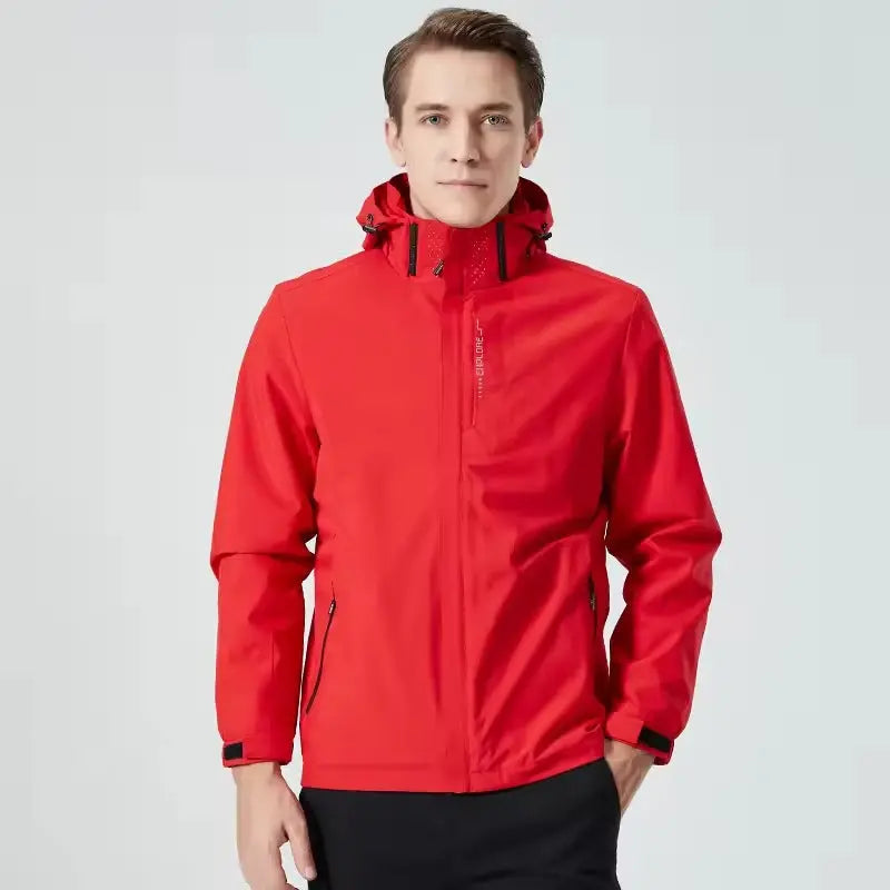 MunaWear - Jackets - Caden – Waterproof Men's Windbreaker With Slim Fit For Outdoor Adventures - Red / 5XL