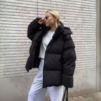 Clea – Oversized Women's Hooded Jacket With Warmth For Cold Days- Black