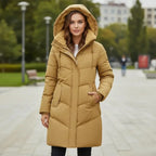 MunaWear - Jackets - Ena - Black Puffer Jacket For Women With Luxurious Insulation For Casual Outings - Yellow / 3XL