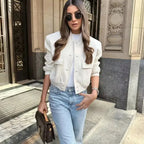 MunaWear - Jackets - Liora - Chic Women's Bomber Jacket With Cropped Design For Everyday Style - 