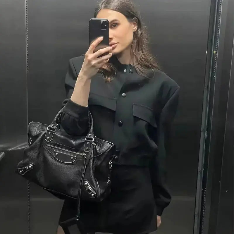 MunaWear - Jackets - Liora - Chic Women's Bomber Jacket With Cropped Design For Everyday Style - 