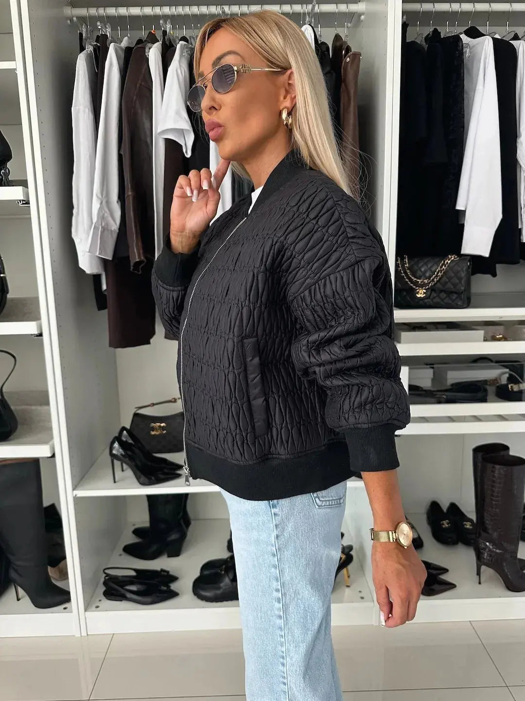 MunaWear - Jackets - Liora - Cozy Women's Quilted Jacket With Zip Front For Casual Outings And Everyday Style - Black / 2XL