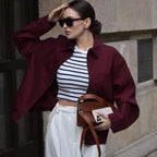 MunaWear - Jackets - Liora - Cropped Women's Jacket With Tailored Fit For Casual Layering - 