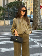 MunaWear - Jackets - Liora - Loose Fit Women's Jacket With Long Puff Sleeves For Casual Streetwear Style - 