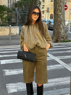 MunaWear - Jackets - Liora - Loose Fit Women's Jacket With Long Puff Sleeves For Casual Streetwear Style - 