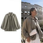 MunaWear - Jackets - Liora - Loose Fit Women's Jacket With Long Puff Sleeves For Casual Streetwear Style - 