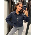 MunaWear - Jackets - Liora - Modern Women's Jacket With Cropped Fit And Button Front For Casual And All-Season Style - 