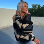 Liora - Oversized Women's Varsity Bomber Jacket With Graphic Details For Casual Street Style 2