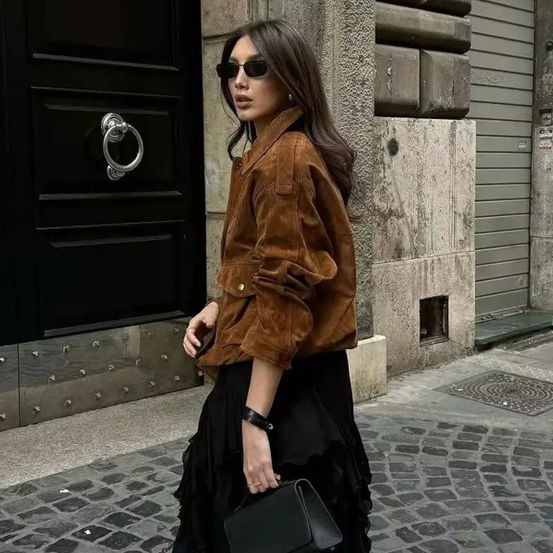 Liora - Structured Women's Bomber Jacket With Snap Buttons For Casual Outings 2