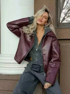 Liora - Stylish Faux Leather Jacket For Women With Thicken Design For Autumn And Winter 5