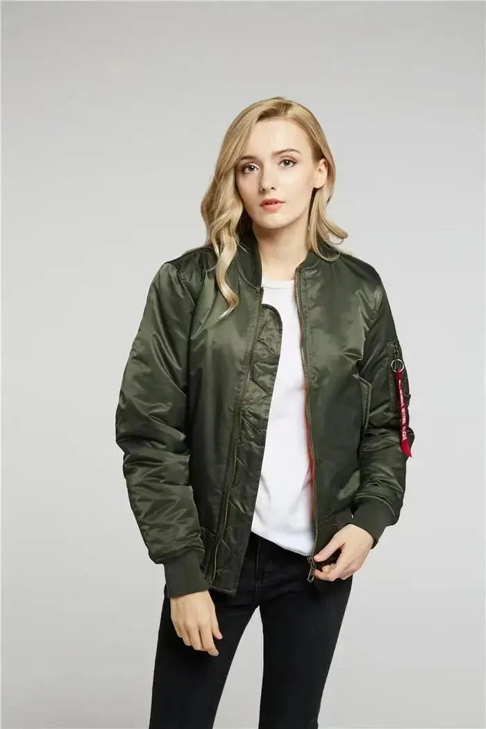 MunaWear - Jackets - Liora - Stylish Women's Bomber Jacket With Windproof Design For Urban Adventures - 
