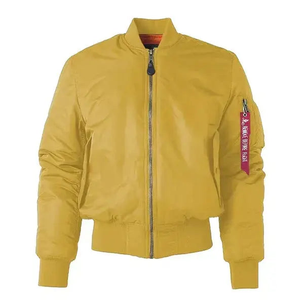 MunaWear - Jackets - Liora - Stylish Women's Bomber Jacket With Windproof Design For Urban Adventures - Yellow / 2XL
