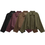 Liora - Stylish Women's Cropped Bomber Jacket With Lapel Collar For Casual Outings 8