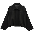 Liora - Stylish Women's Cropped Bomber Jacket With Lapel Collar For Casual Outings 0