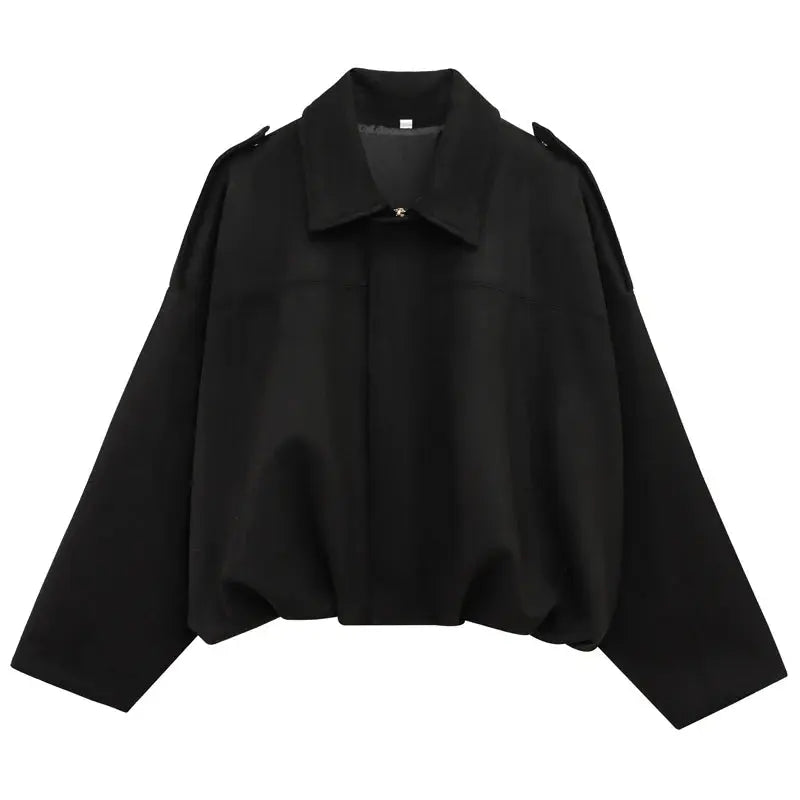 Liora - Stylish Women's Cropped Bomber Jacket With Lapel Collar For Casual Outings 0