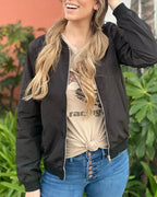 Liora - Stylish Women's Jacket With Zip Front And Ribbed Cuffs For Casual Street Wear 0