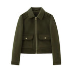 MunaWear - Jackets - Liora - Stylish Women's Jacket with Bomber Design and Zip Front for Casual Outings - Green / L