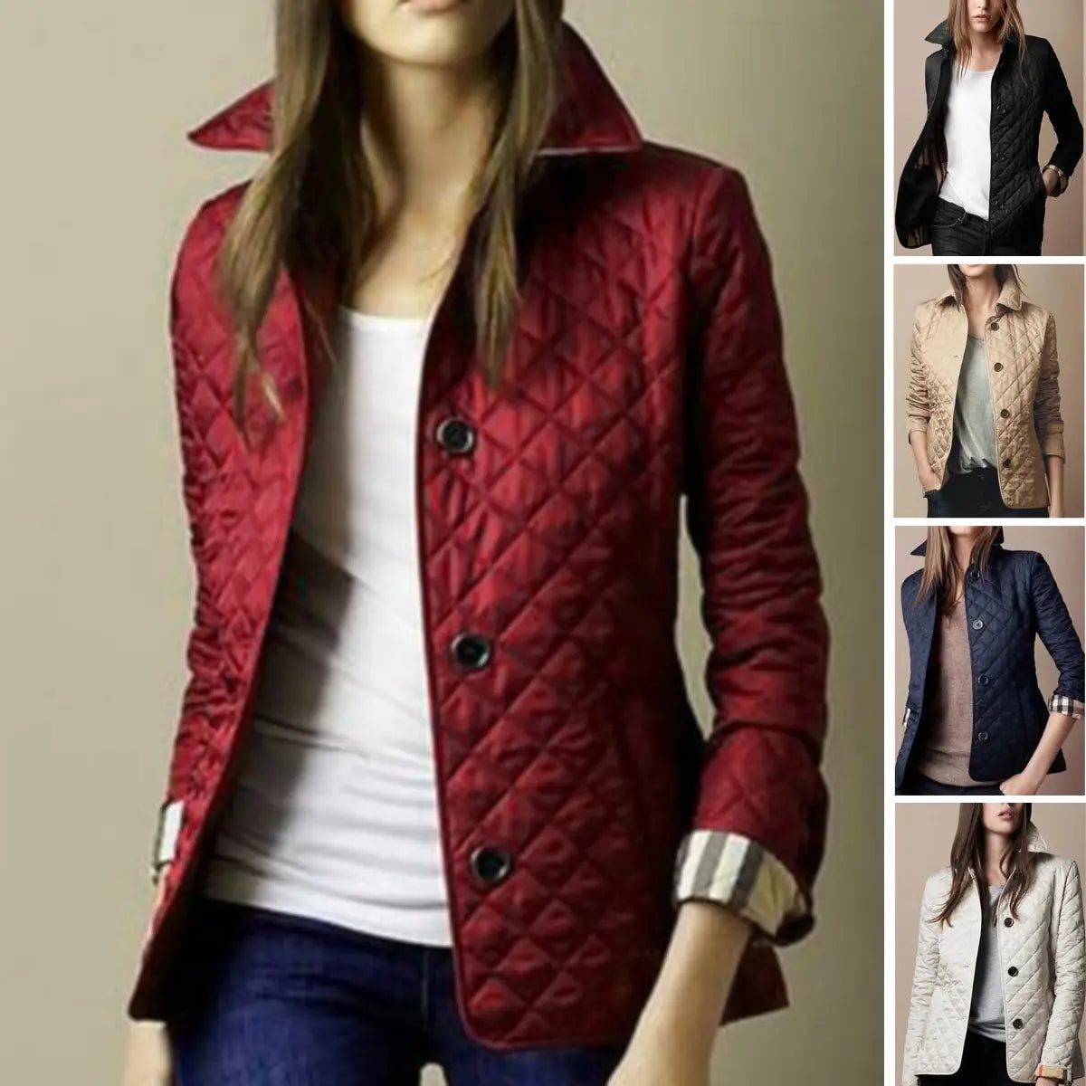 MunaWear - Jackets - Liora - Stylish Women's Quilted Jacket With Foldable Cuffs For Casual And Semi-Formal Wear - 